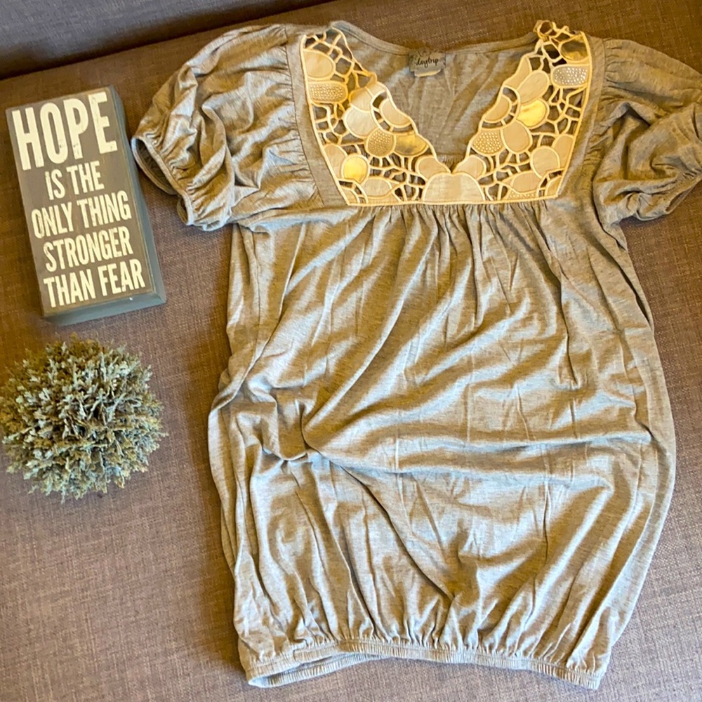 Daytrip beautiful fancy tee, grey, rhinestones, M
